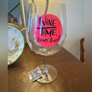 Hallmark Pink Polka Dot Wine Glass